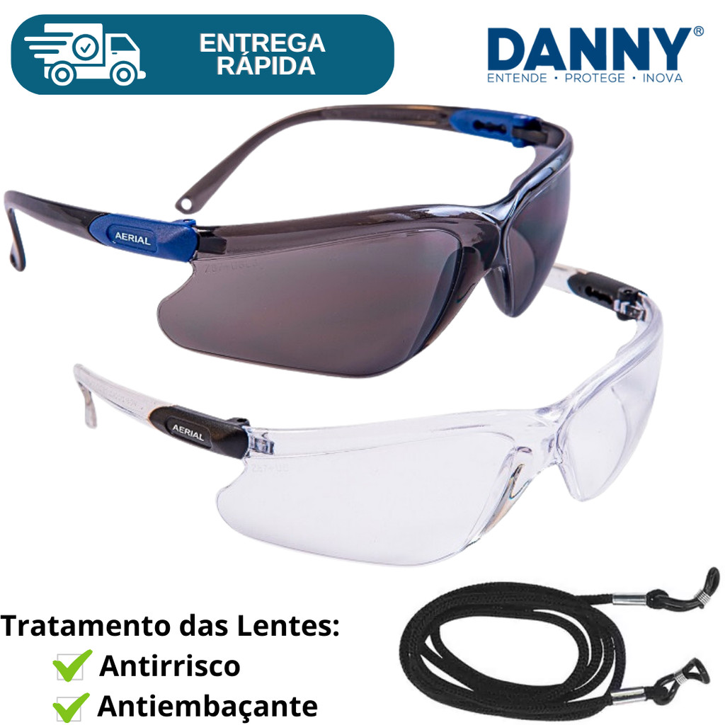 Oculos De Segurança Epi Proteção Aerial Engenheiro Obra CA Proteção Danny Vicsa Antiembaçante
