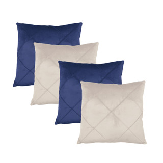 Kit 4 Capas de Almofada Suede Azul e Off White em Oferta na Shopee