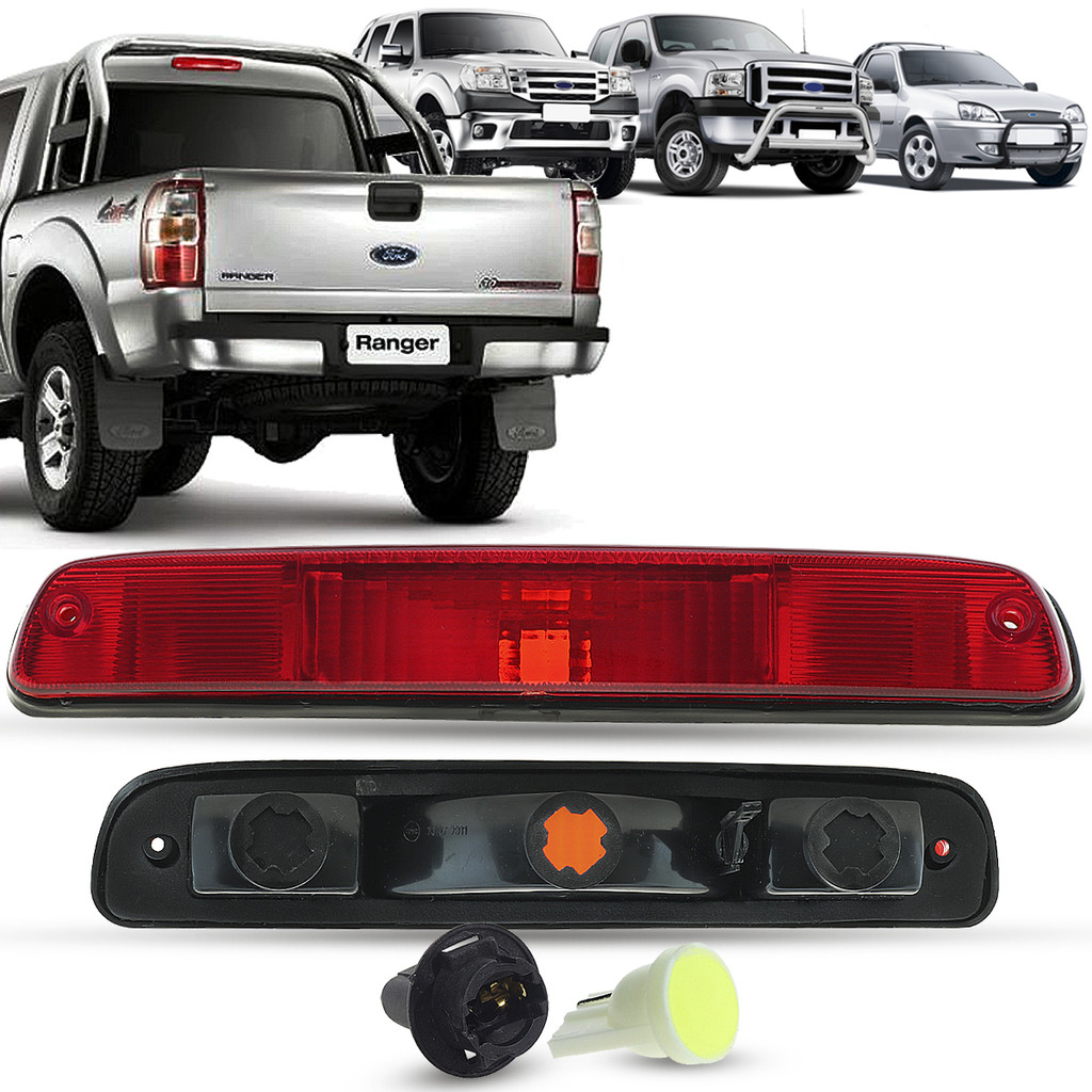 Lanterna Luz Freio Teto Break Light Sem Luz de Caçamba + Soquete e LED Ford Ranger F250 Courier
