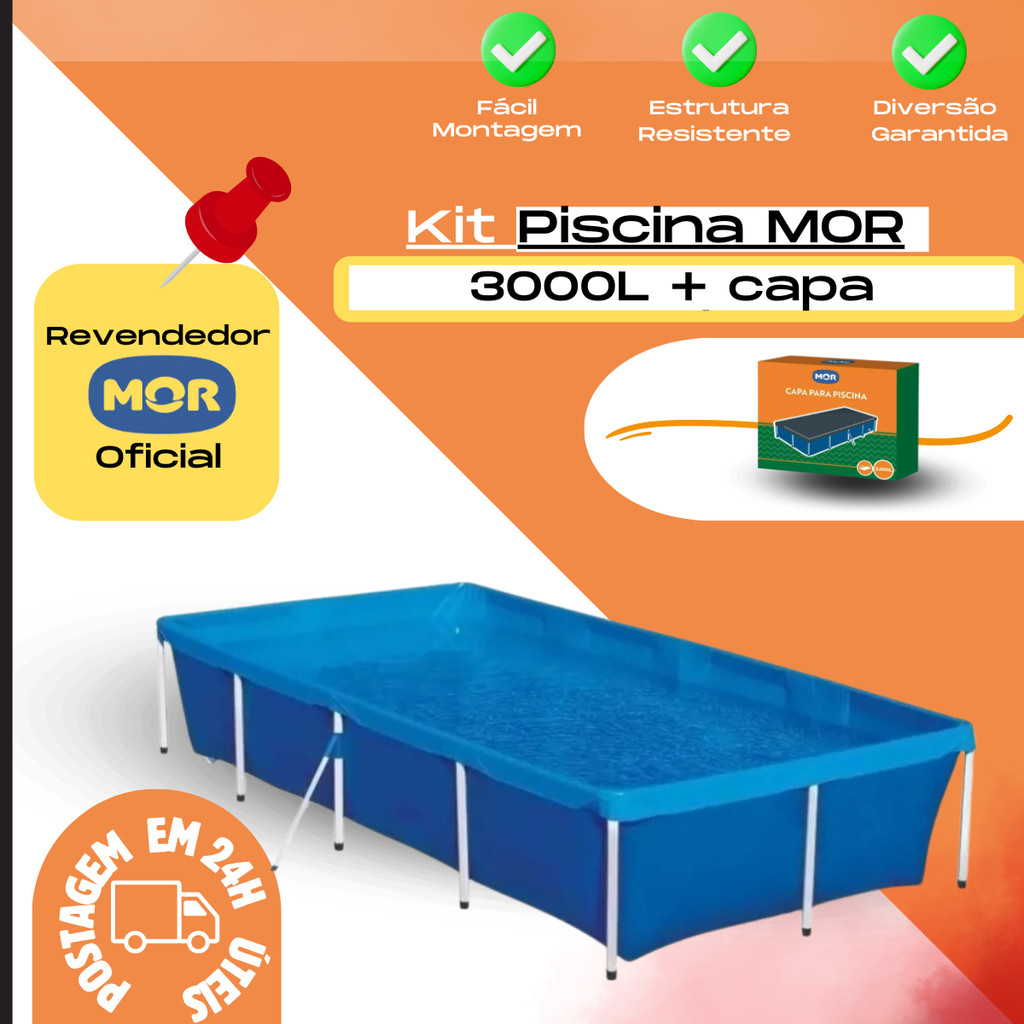 Kit Piscina Com Armação 3000 Litros Mor + Capa de Proteção em Oferta na Shopee