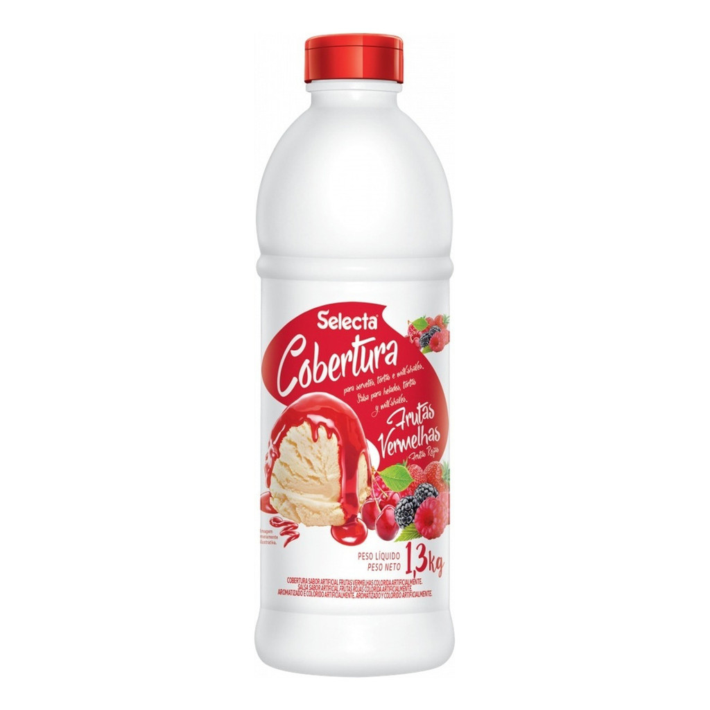 Cobertura Sorvete Sabor Frutas Vermelhas 1,3kg  Selecta  sorvete