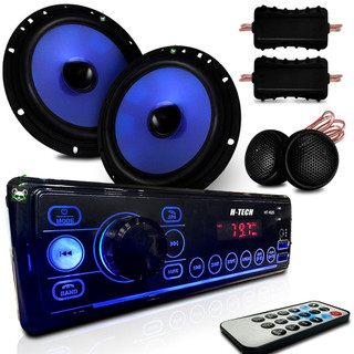Kit Rádio Mp3 Som Automotivo + Kit Alto Falante 2 vias 6 Polegadas 130w 4 Ohms em Oferta na Shopee