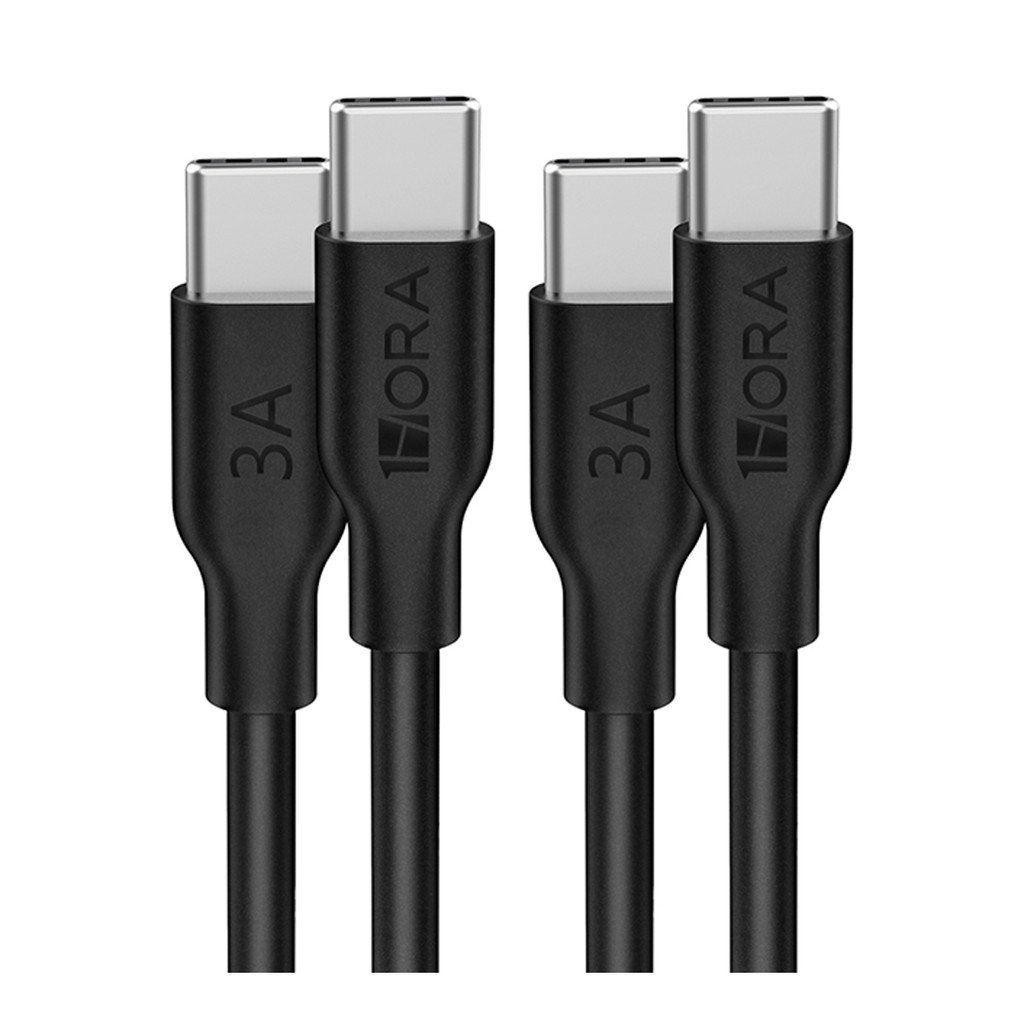 KIT 2x  Cabo Usb C 1Hora Macho/Macho Carga Rápida 3A 1Metro Preto - Mobile & Gadgets