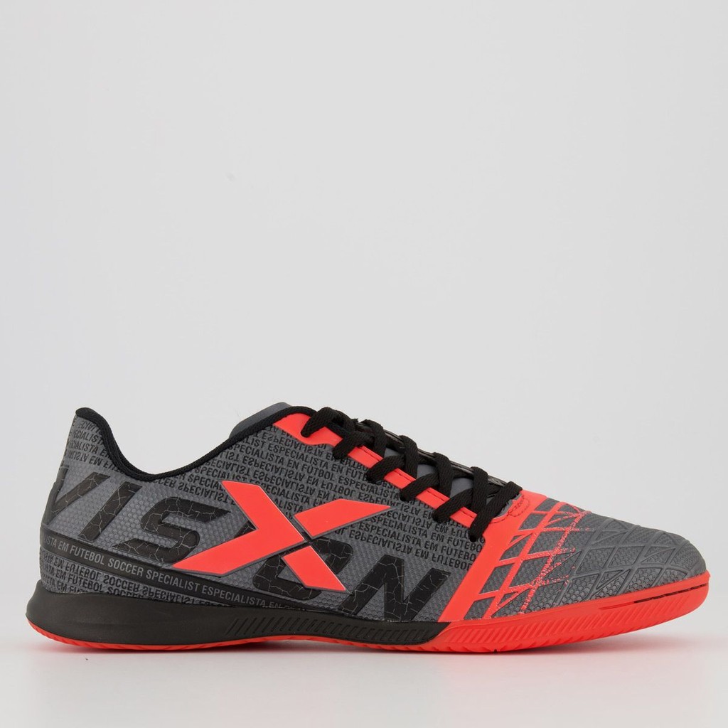 Chuteira Oxn Vision Futsal Grafite e Preto em Oferta na Shopee