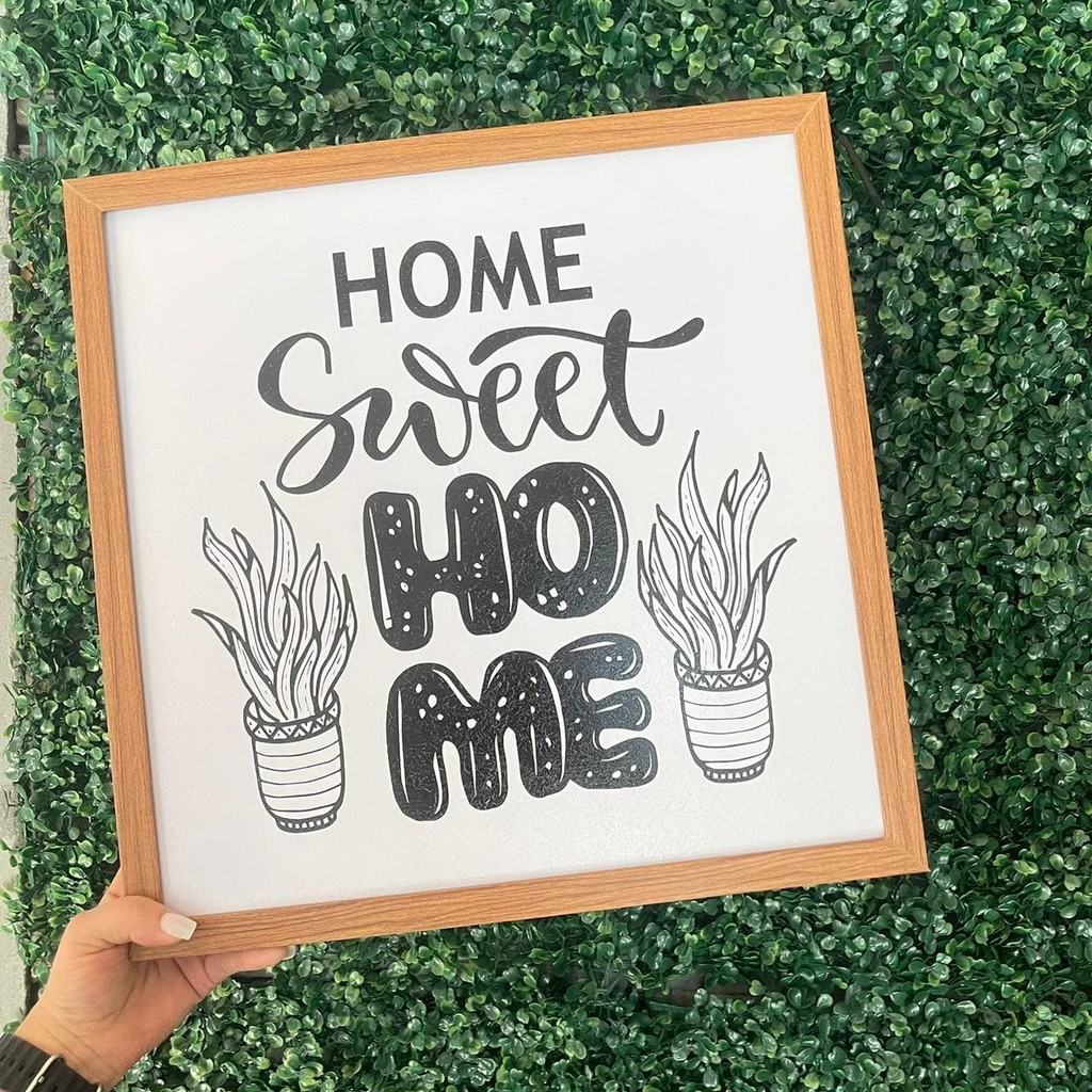 Quadro Resina Para Caixa De Luz Home Sweet Home Divertido 43X43 Esconde Cobre Caixa de Luz