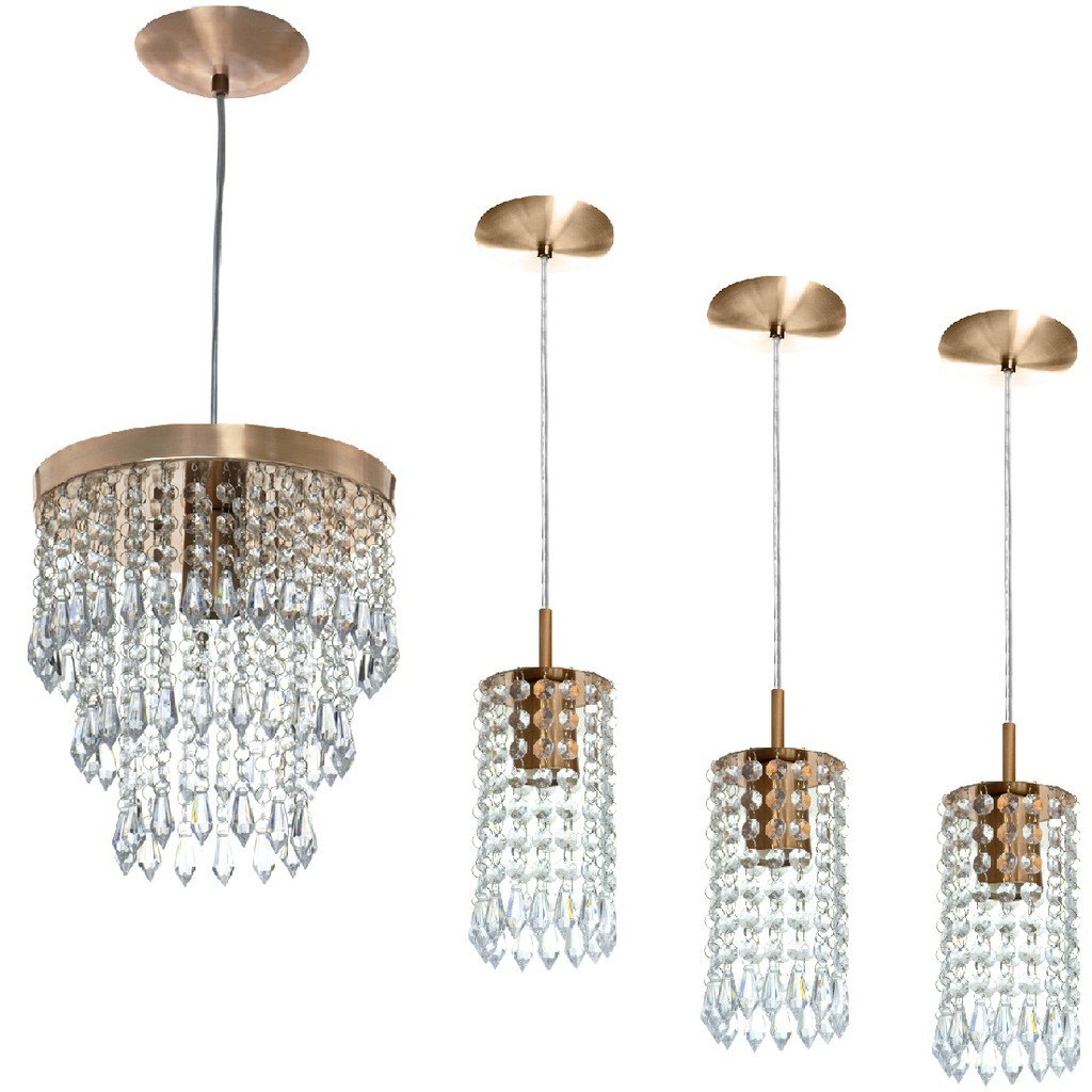 Kit 3 Pendentes Clearcrillic + Pendente Manucrillic Cobre em Oferta na Shopee