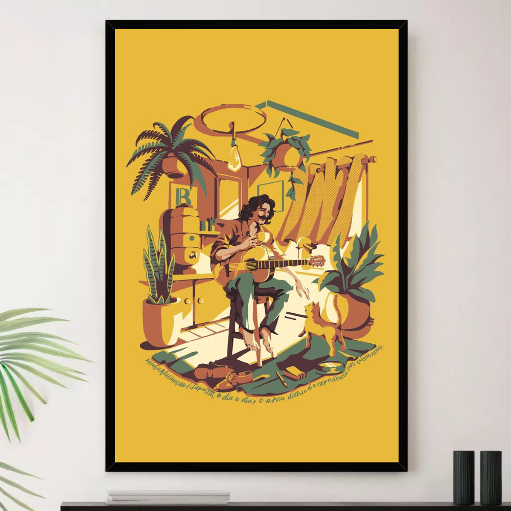 Quadro Belchior Musica Brasil Desenho Decorativo A4 23x33cm