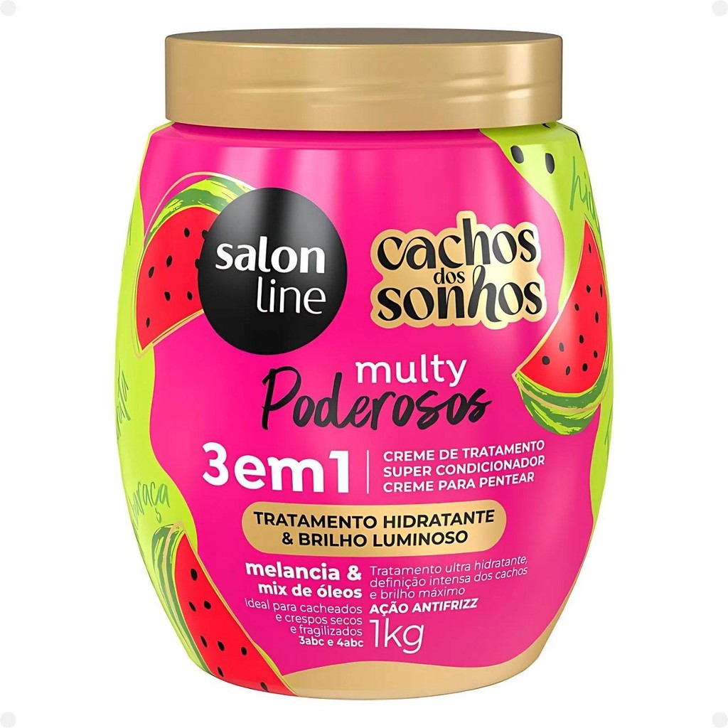 Creme de Tratamento 3 em 1 Salon Line Multy Poderosos Cachos dos Sonhos Melancia e Mix de Óleos 1Kg