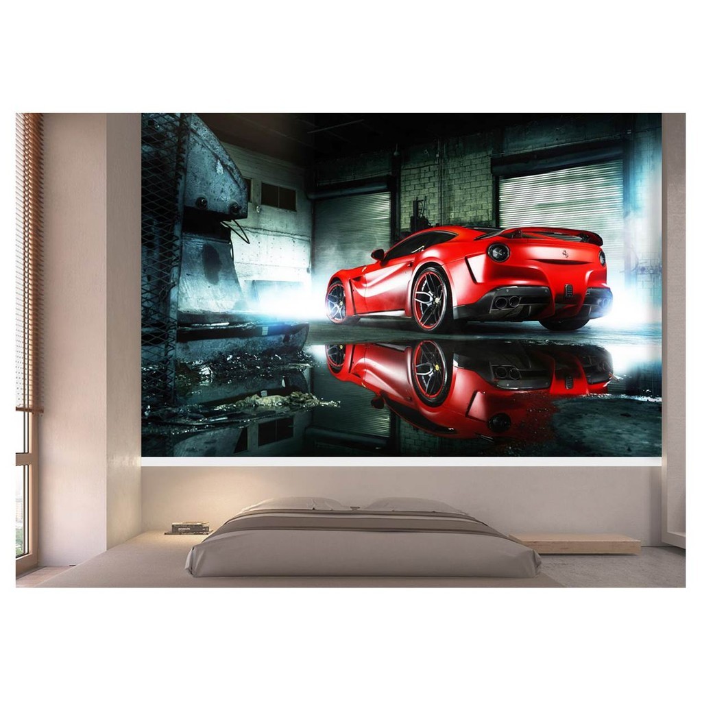 Adesivo de parede carro ferrari vermelha esportivo sport corrida papel de parede m² CAR 105