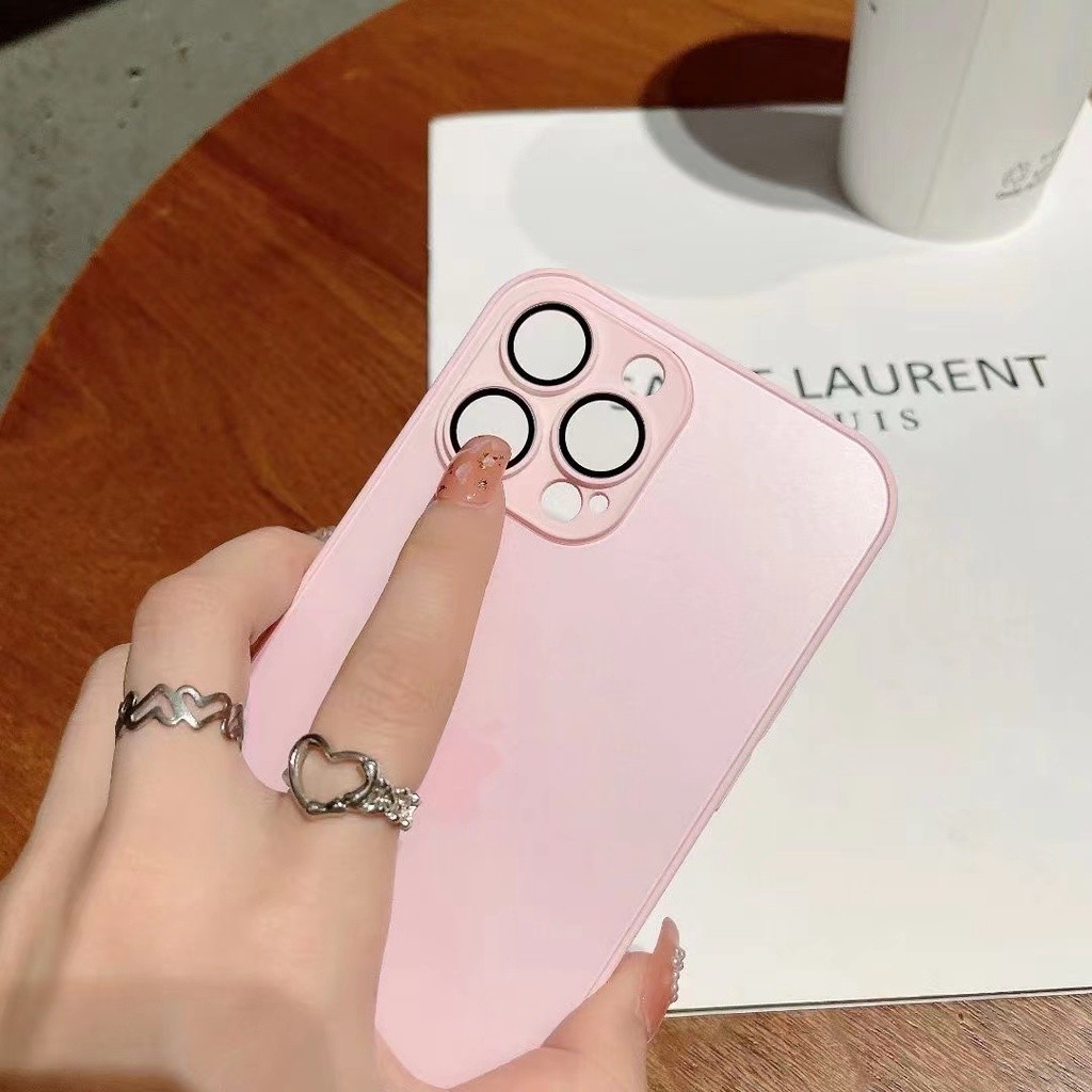 AG Capa De Vidro Fosco Para iPhone 15 14 13 12 11 Pro Max 14 15 Plus Proteção Lente câmera