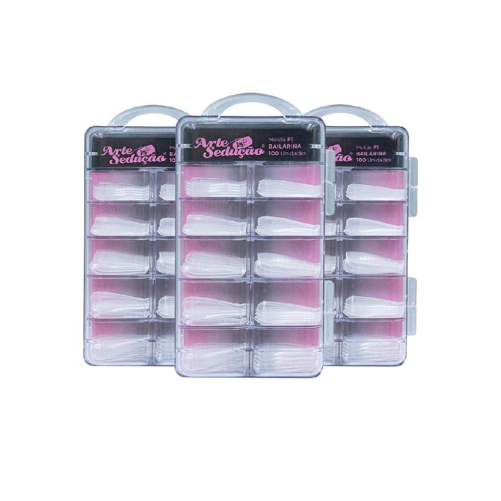 Kit 300 Molde F1 Bailarina Unhas de Gel Poligel Arte Sedução Decoração Unhas Unha Artificial