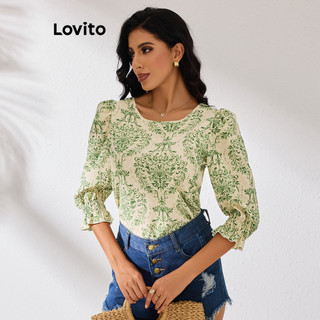 Lovito Blusa casual Paisley Smocked para mulheres LBL17109 em Oferta na Shopee