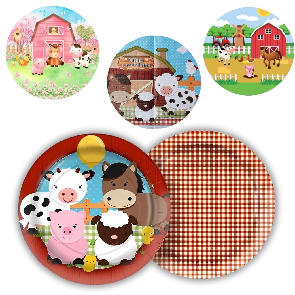 8 PRATO BOLO FESTA  FAZENDINHA  DE PAPEL 18 CM REGINA em Oferta na Shopee