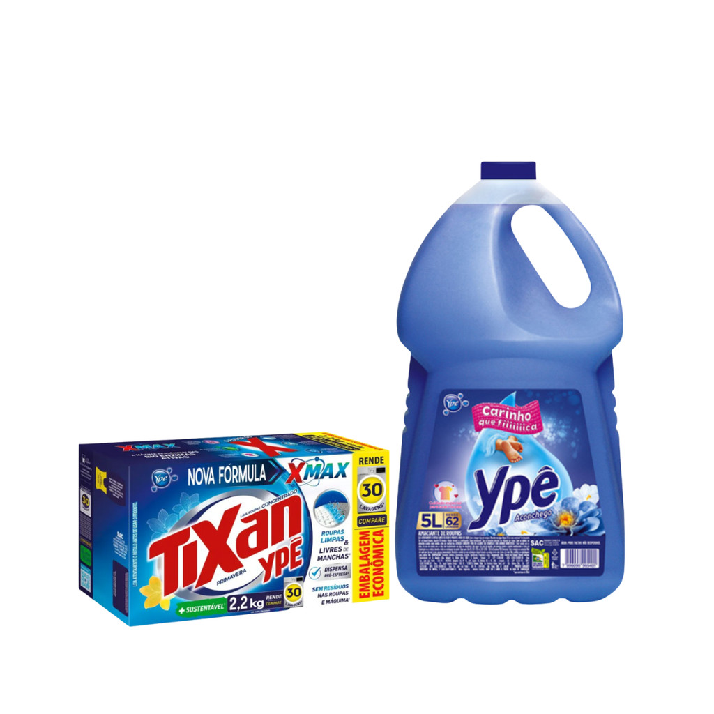 Kit Lava Roupas 2,2kg Primavera + Amaciante Aconchego 5L Ypê