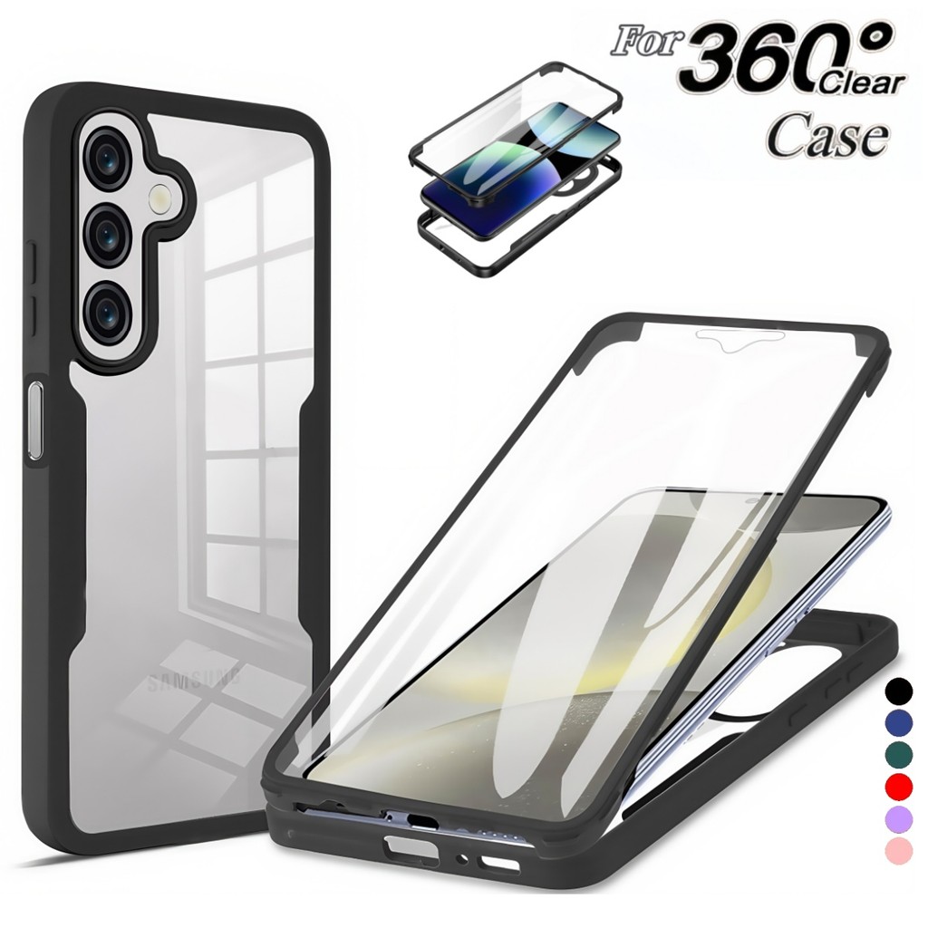 360 Protetor De Tela De Corpo Inteiro Caso Transparente Para Samsung Galaxy A07 A17 A37 A06 A16 A36 A56 Capa De Telefone