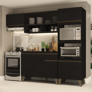 Armário de Cozinha Completa Atlanta Home Preto Touch em Oferta na Shopee