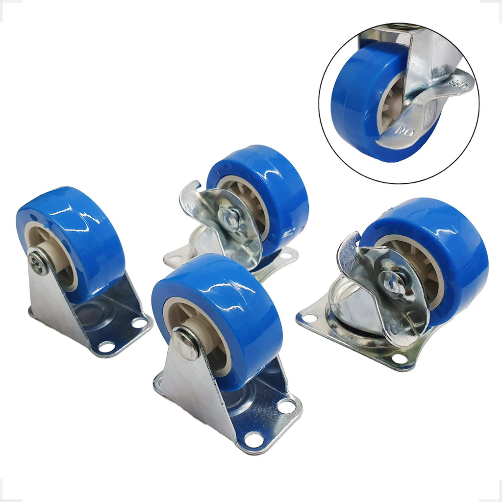 Kit Rodinhas Aço Resistente Giratória Para Carrinhos 4 Peças em Oferta na Shopee