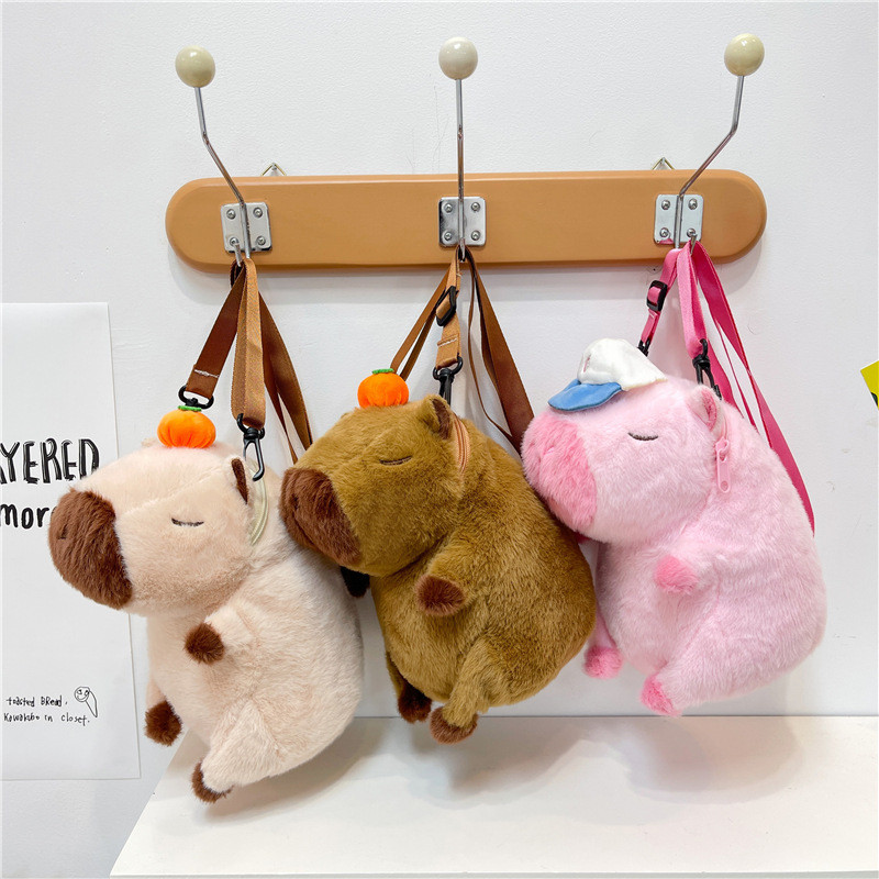 CHENXIAOHONG Mochila Infantil de Pelúcia Capivara Fofa | Para Crianças e Mulheres, Leve e Confortável