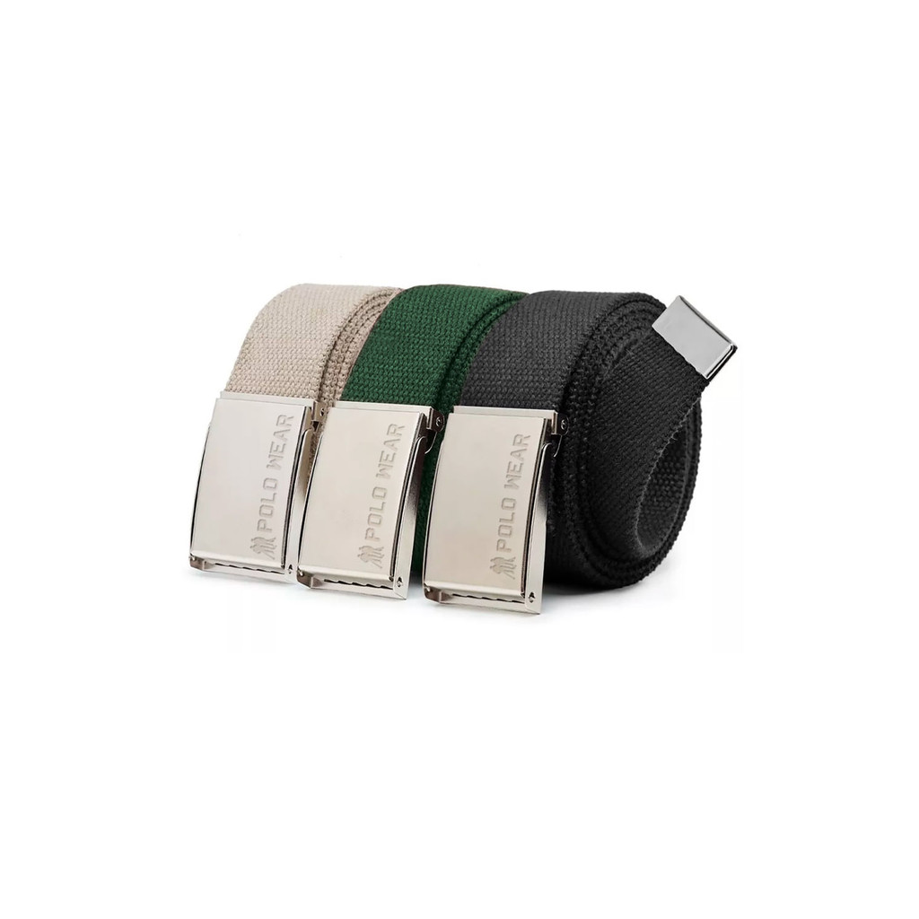 Kit 3 Cintos Lona Fivela Metal Polo Wear Sortido - Fashion Accessories