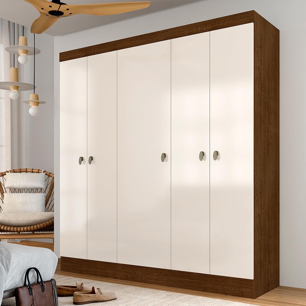 Guarda Roupa Solteiro Helena 5 Portas Freijó/ Off Premium - M.a - Home & Living
