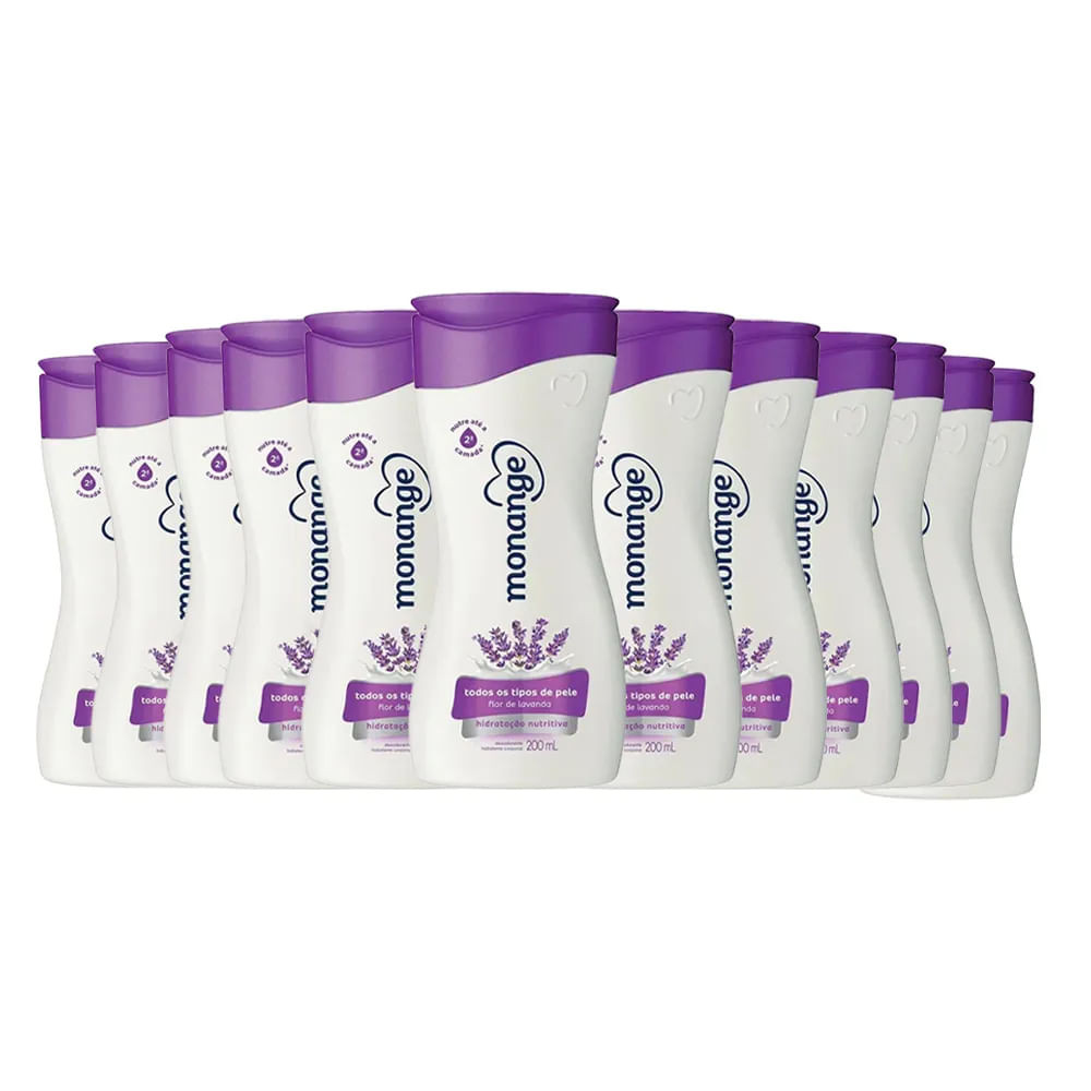 kit Creme Hidratante Corporal Monange Flor de Lavanda 200ml - 12 Unidades - Beauty