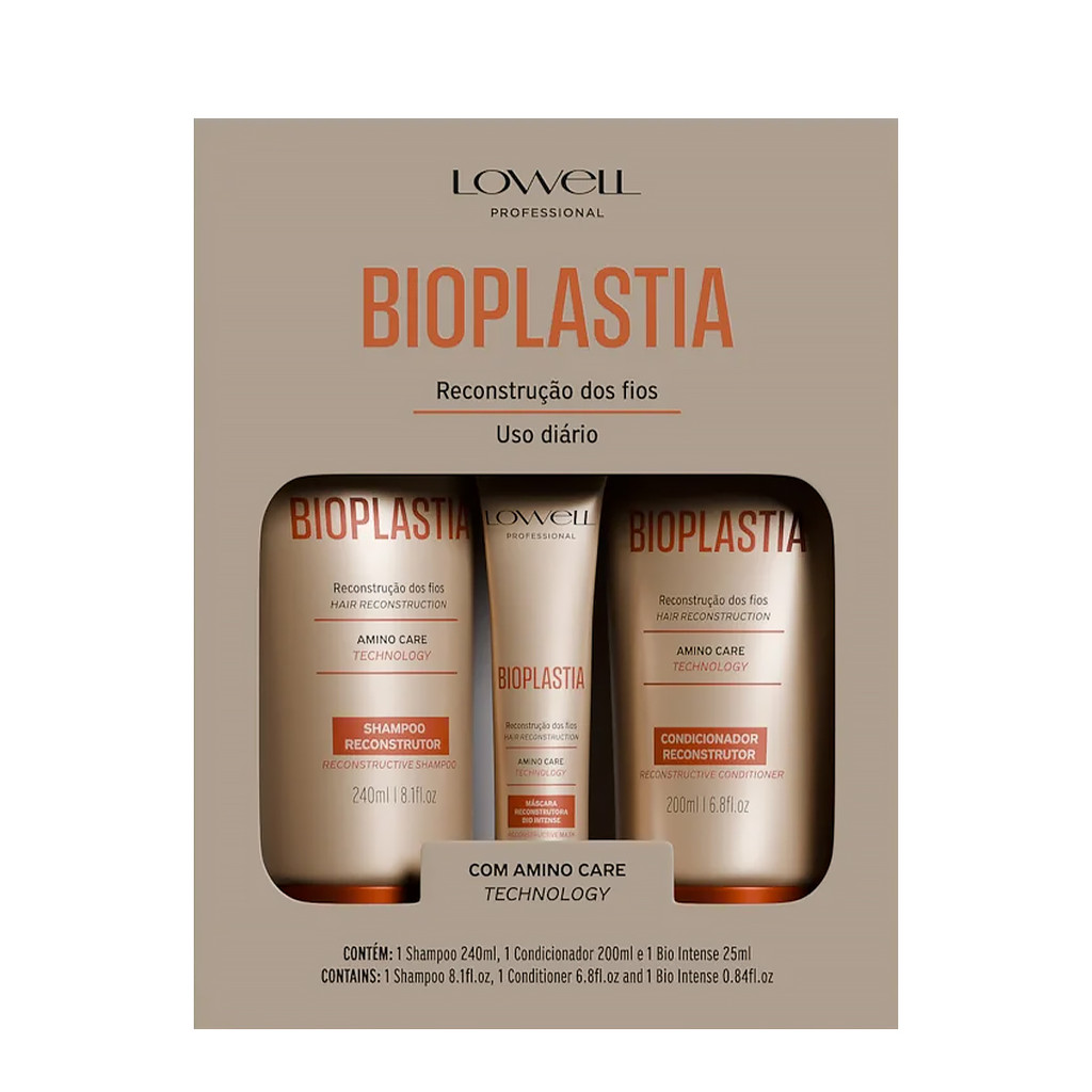 Lowell Kit Bioplastia Reconstrutor Home Care (3 produtos) em Oferta na Shopee