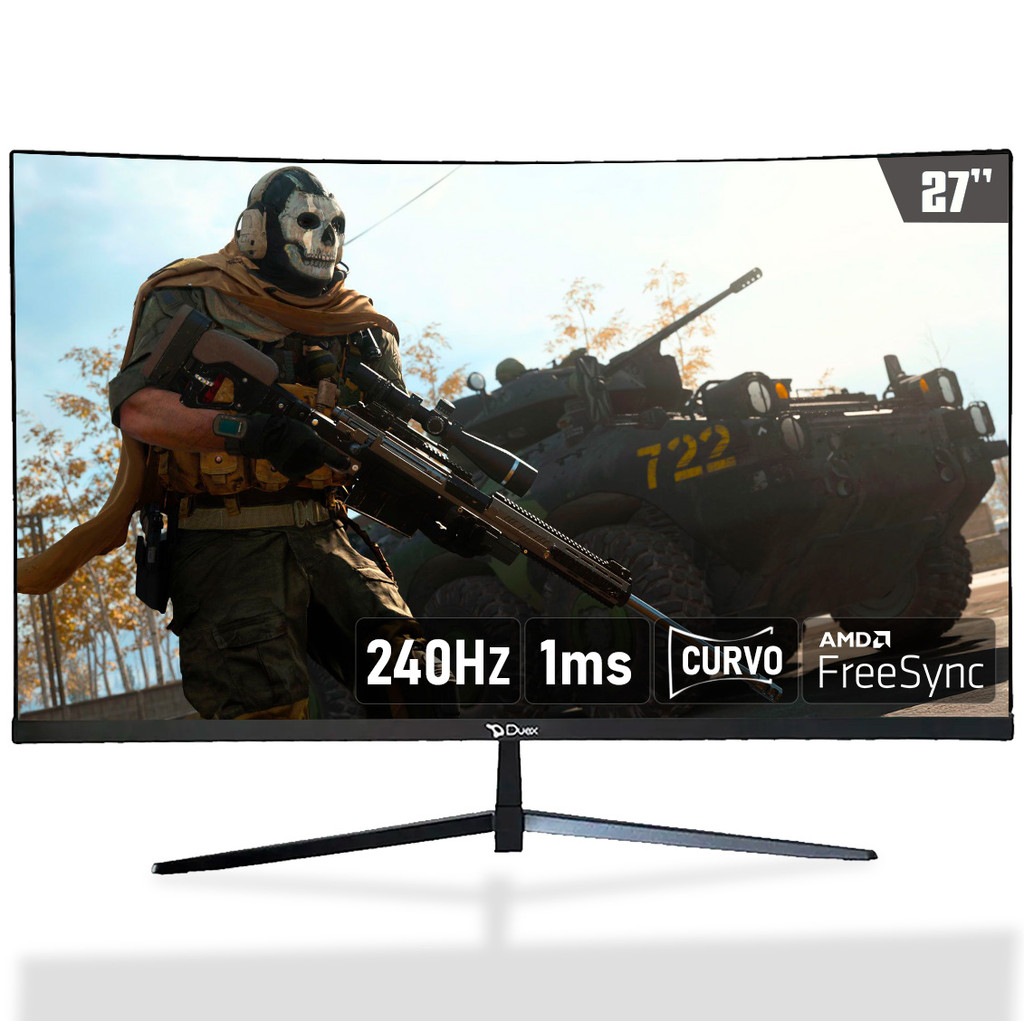Monitor Gamer Duex, 27 Pol, VA, Curvo, FHD, 1ms, HDR, 240Hz, FreeSync, HDMI/ DP, Preto, DXMO27CF240S