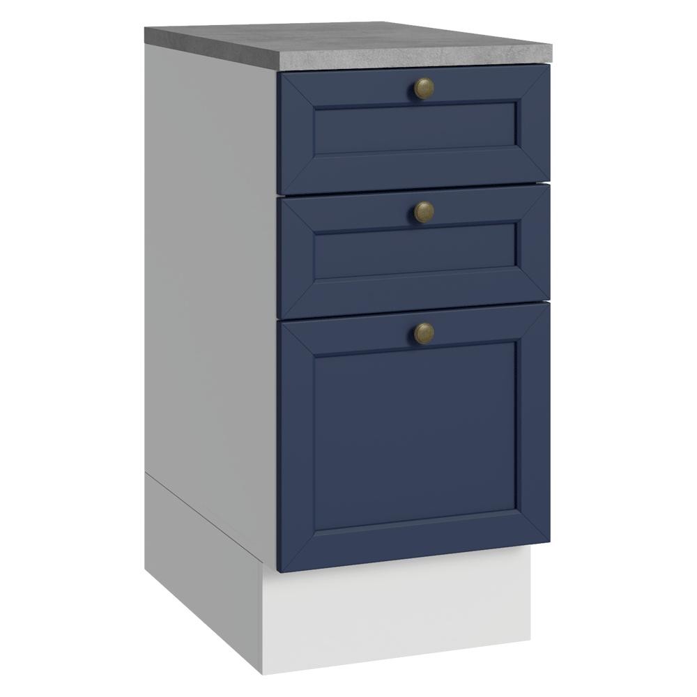Balcão de Cozinha 40 cm 3 Gavetas Branco/Azul Vik Madesa