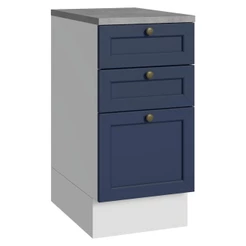 Balcão de Cozinha 40 cm 3 Gavetas Branco/Azul Vik Madesa