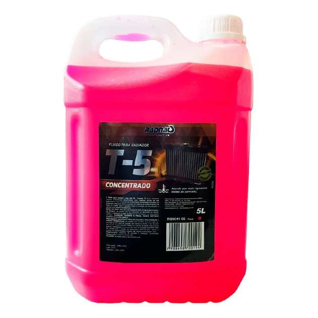 Aditivo Radiador Rosa T5 Radnaq 5 Litros Pronto para uso Galão