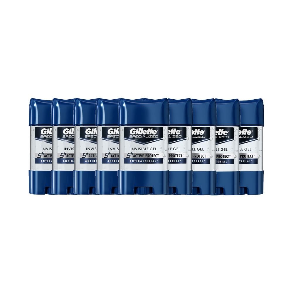 Kit 9 Desodorantes Gillette Antitranspirante Specialized Antibacterial Gel 82g