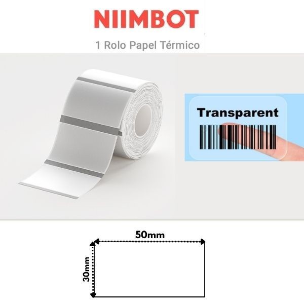 Rolo Etiqueta Niimbot B1 / B21 Transparente 50x30mm (230un)
