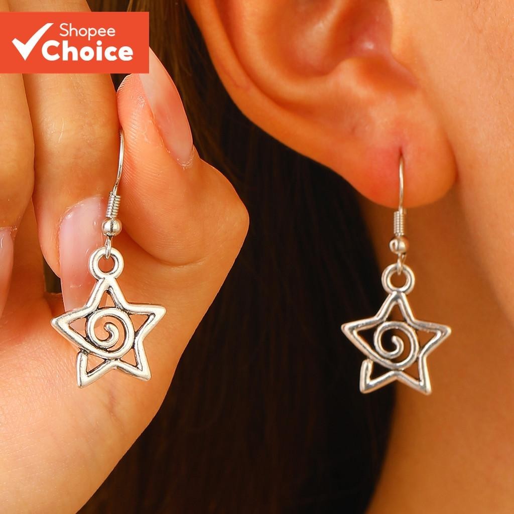 Brincos De Estrela Vintage Para Mulheres , Joias Criativas Modernas De Cinco Pontos Estilo Exclusivo