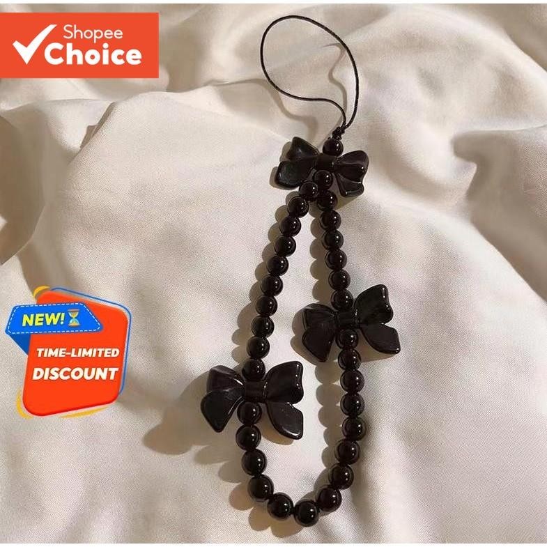 Simples Corrente De Telefone Com Contas De Cor Sólida Japonês-Coreano Ins Chique DIY Bowknot Charme Cinta Chaveiro De Ce