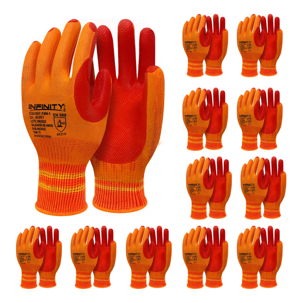 10 Pares Luva Emborrachada EPI Rubber Resistente Vulcanizado Proteção Segurança Antiderrapante em Oferta na Shopee