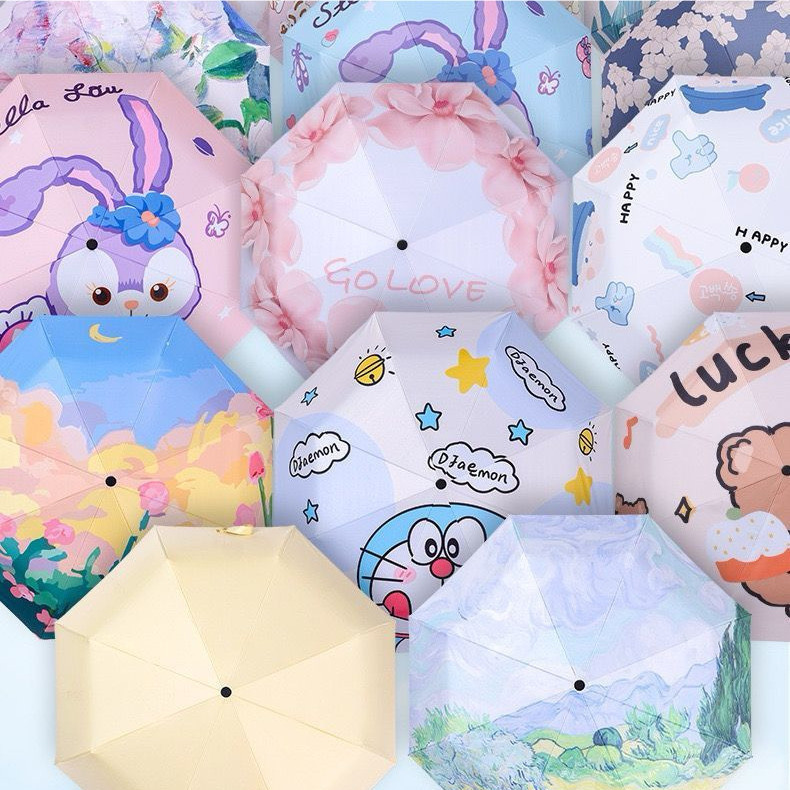 Guarda-chuva Sombrinha infantil de desenho Capivara Stitch Disney manual três dobras protetor solar