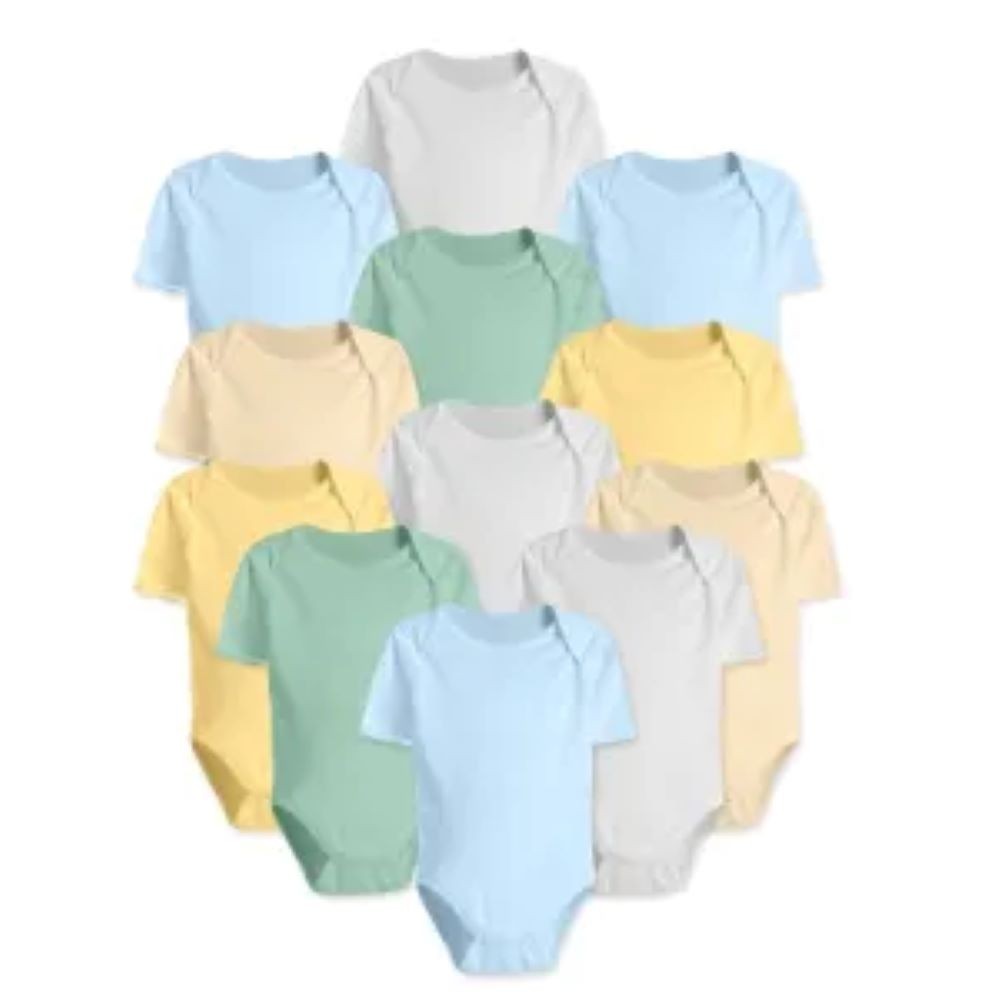 Kit Enxoval Roupinha de Bebê 12 Pçs Body Manga Curta Liso