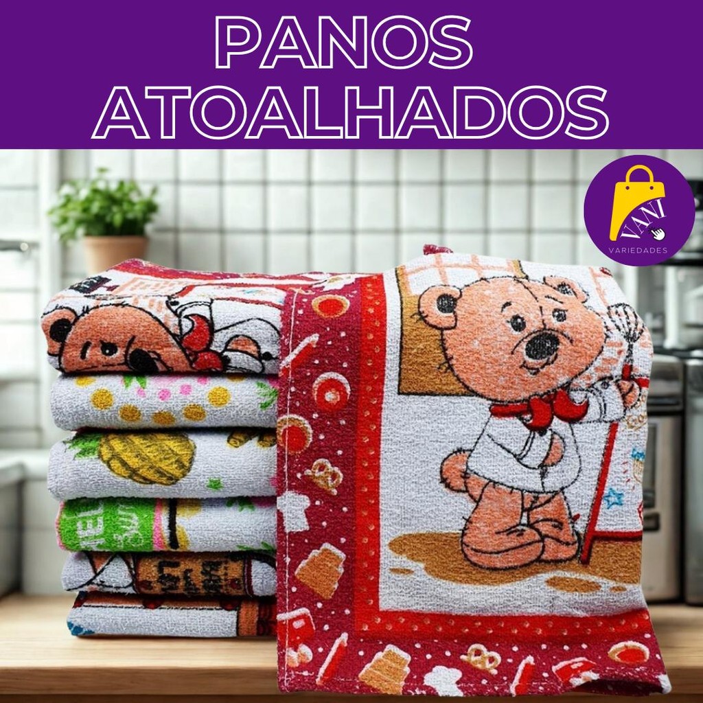 Pano de Prato Estampado Atoalhado Guardanapo Copa Felpudo Pia Louça Kits em Oferta na Shopee