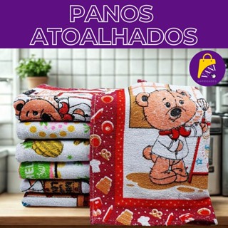 Pano de Prato Estampado Atoalhado Guardanapo Copa Felpudo Pia Louça Kits em Oferta na Shopee