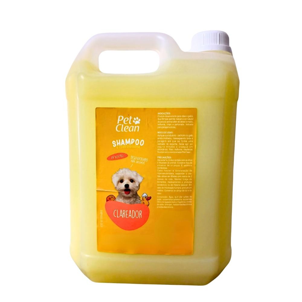 Pet Clean Shampoo Clareador 5L Cães e Gatos Pet Shop