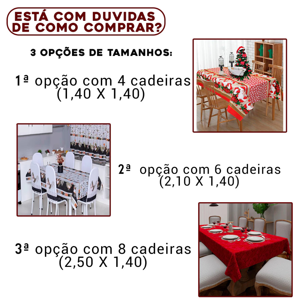 Toalha de Mesa Plástico Térmica Impermeável Premium para Mesas 4 Cadeiras / 6 Cadeiras / 8 Cadeiras