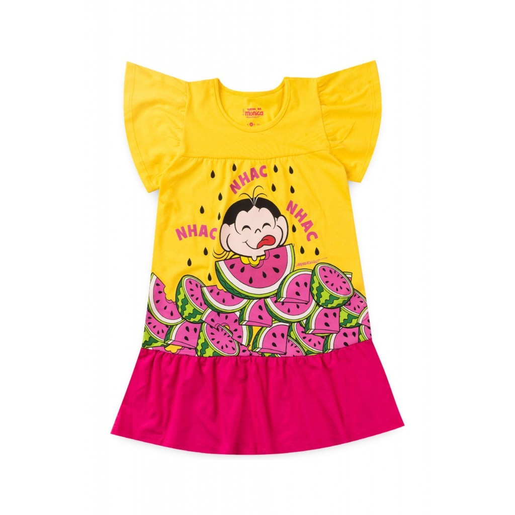 Vestido Infantil  Magali Nhac Nhac Nhac - Turma da Mônica