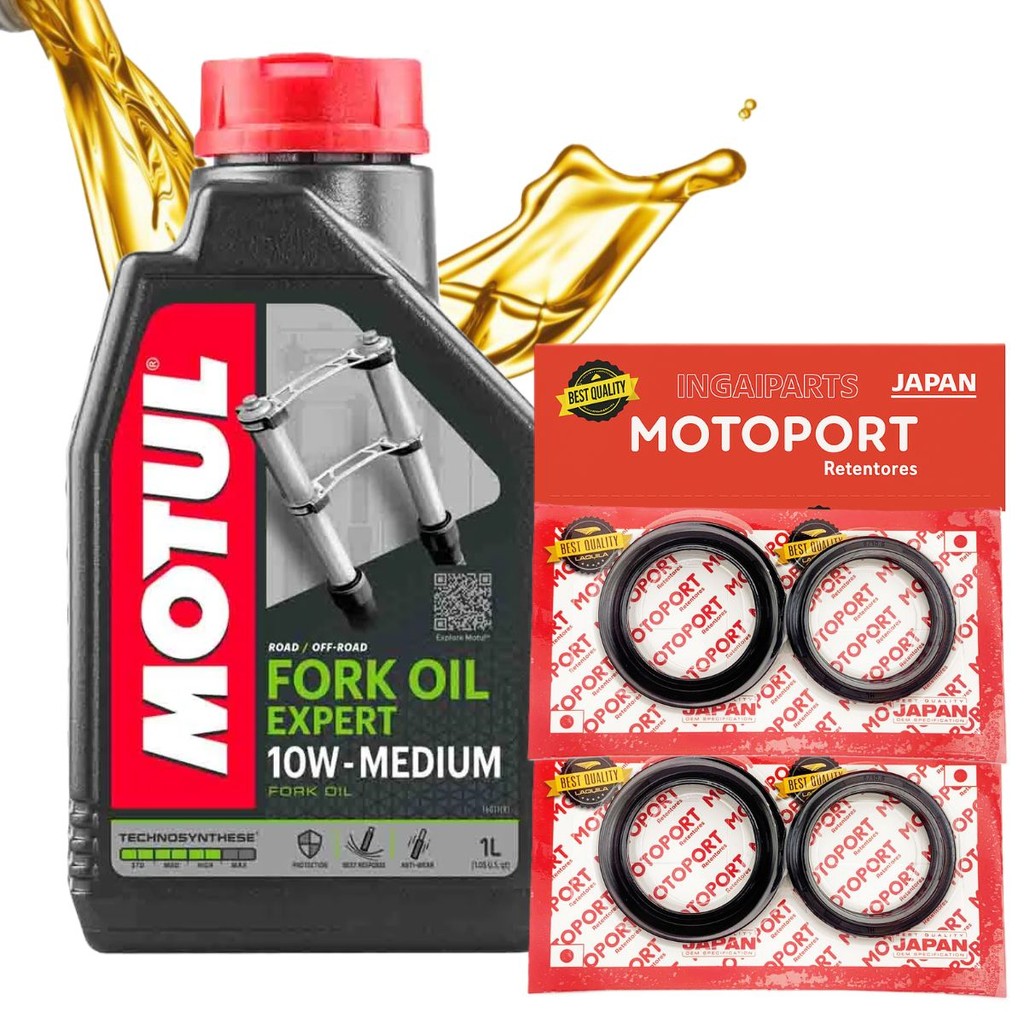 Kit Óleo da Bengala Mt 03 / Mt 07 / Mt 09 / Z750 / Z800 / Vulcan 650 Motul 10w + Retentores e Guarda Pó em Oferta na Shopee