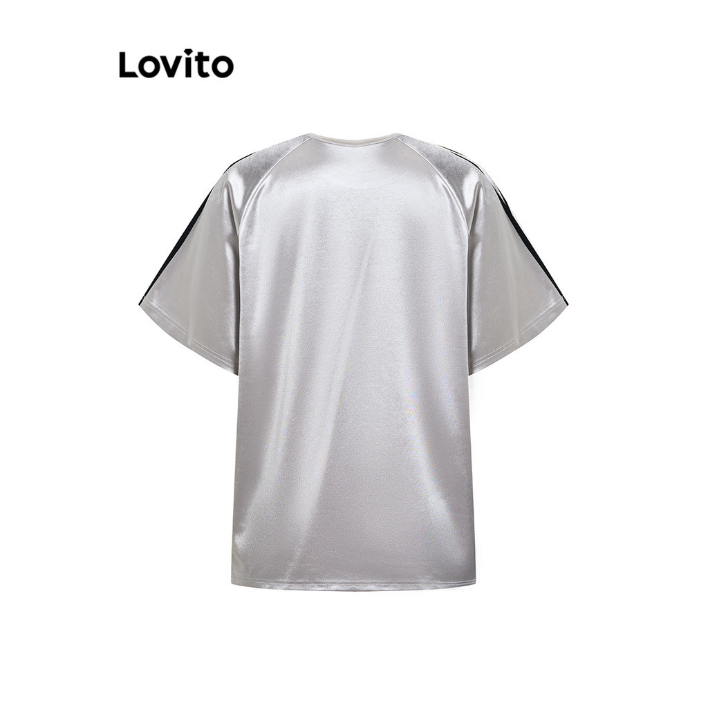 (Trendy) Lovito Camiseta Casual Com Letras Contrastantes Para Mulheres L101AD138 - Women Clothes