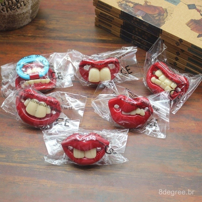 1 Pçs Chupeta Engraçada para Bebê Silicone Flexível e Divertido Dente Falso para Bebês