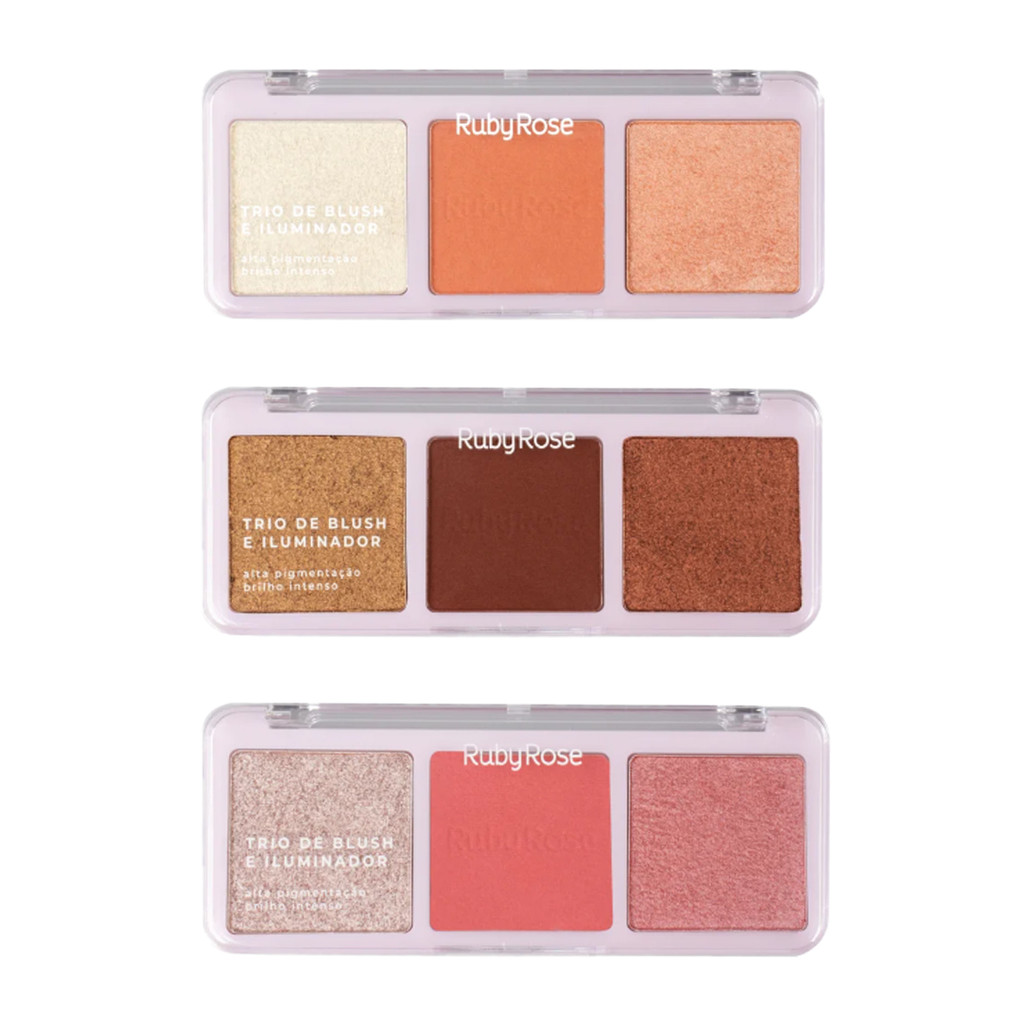 Trio Blush Iluminador Rubyrose Hbf583 em Oferta na Shopee