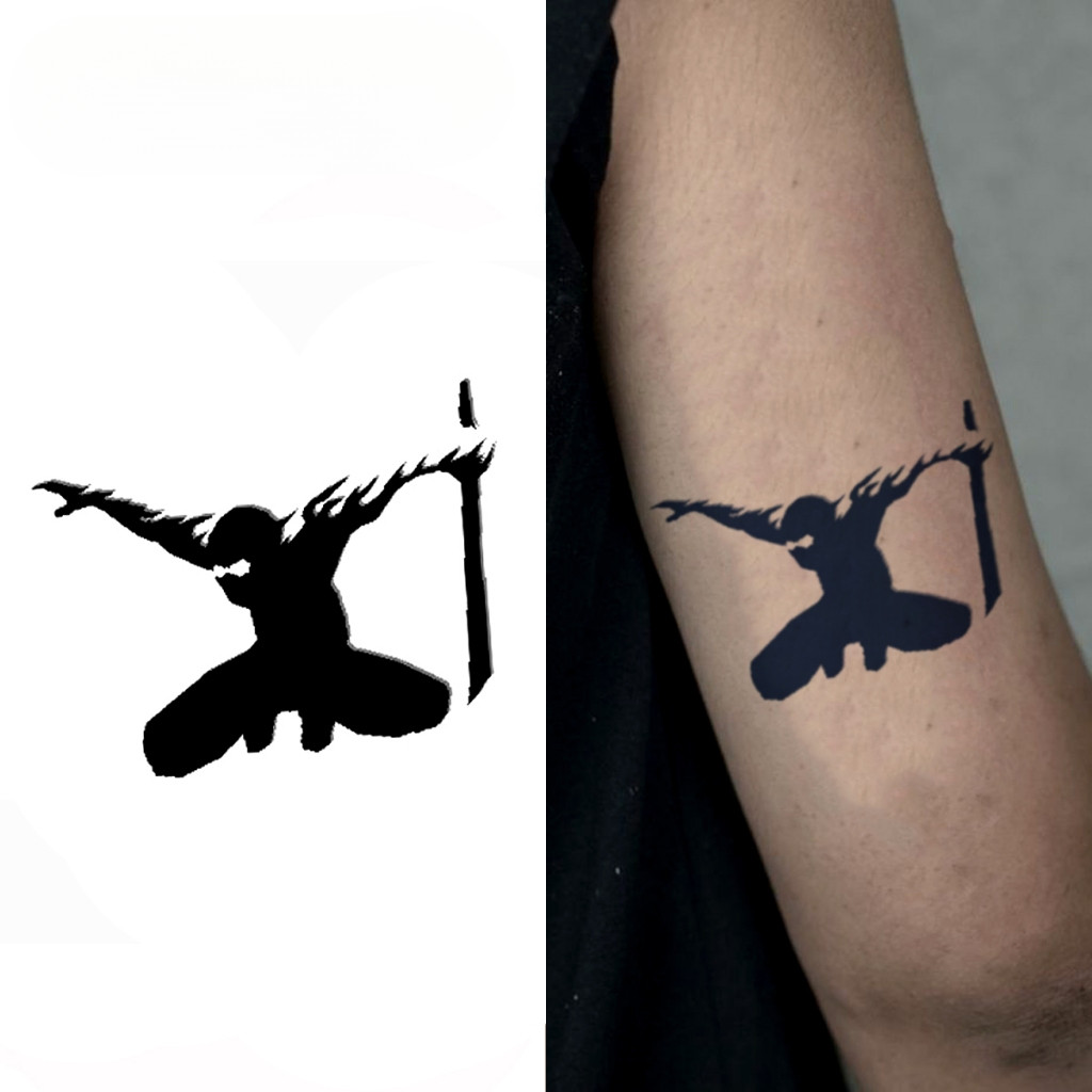 Desenho de Tatuagem de Silhueta de Guerreiro, Nova Tecnologia Mágica, Duração de 2 Semanas, Tatuagem Semi-Permanente, Ad