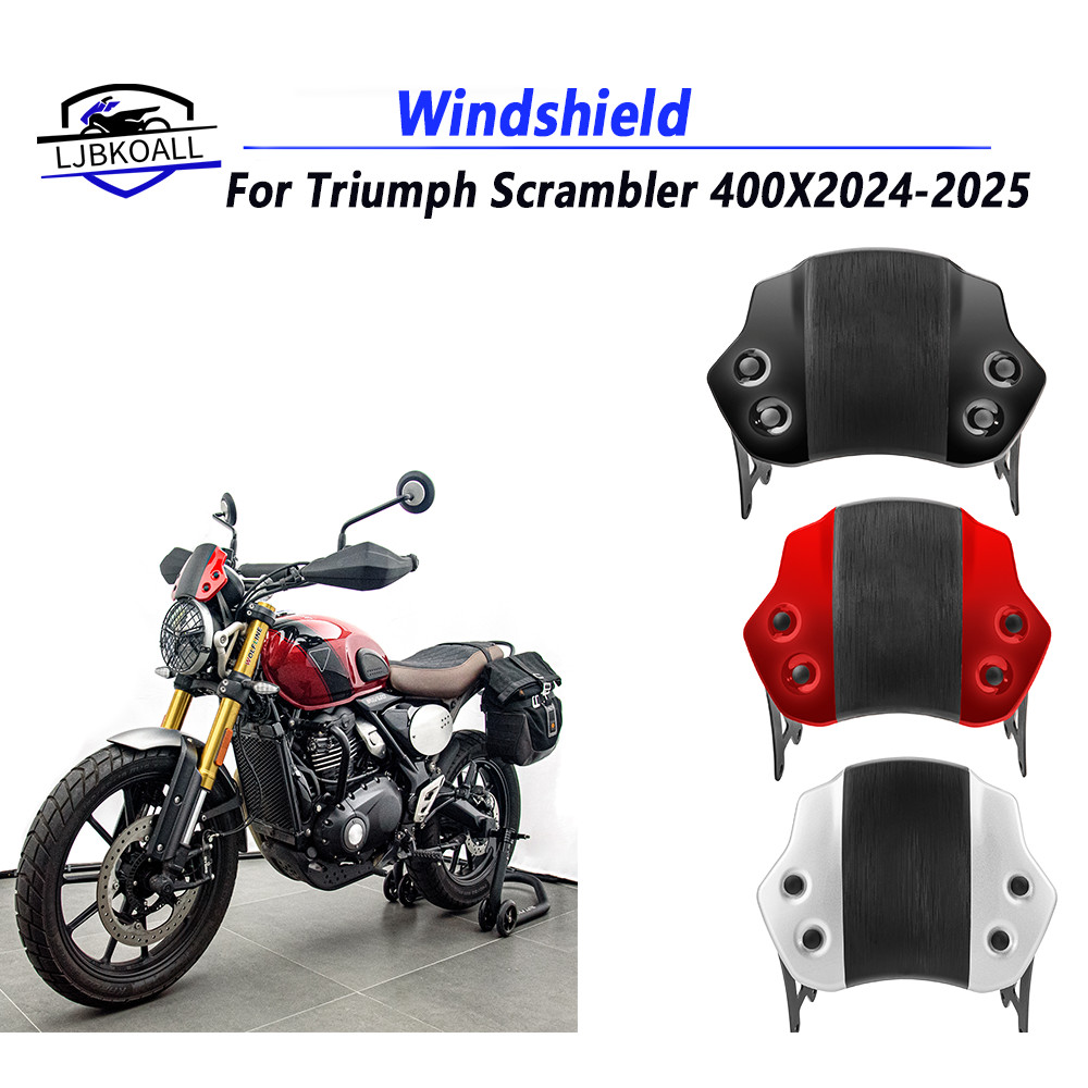 LJBKOALL Triumph Scrambler400X 2024-2025 Para Motocicleta Pára-Brisas Defletor De Vento Com Suporte Bolha Dupla