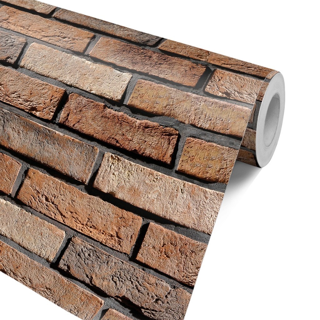 Papel de Parede Adesivo Tijolinho Realista em Marrom para Cozinha, Churrasqueira, Sala ou Quarto