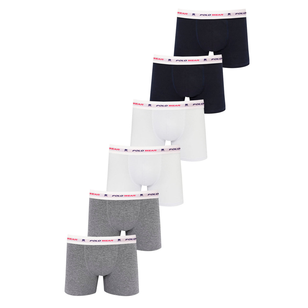 Kit 6 Cuecas Boxer Algodão Premium Polo Wear Sortido - Men Clothes